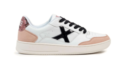 SNEAKERS LEGIT 98 IN PELLE BIANCA CON DETTAGLI ROSA E NERI